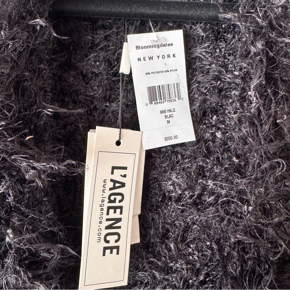 L’AGENCE Azure Textured Cardigan Blazer Black Open Front NWT Size M - Picture 7 of 15